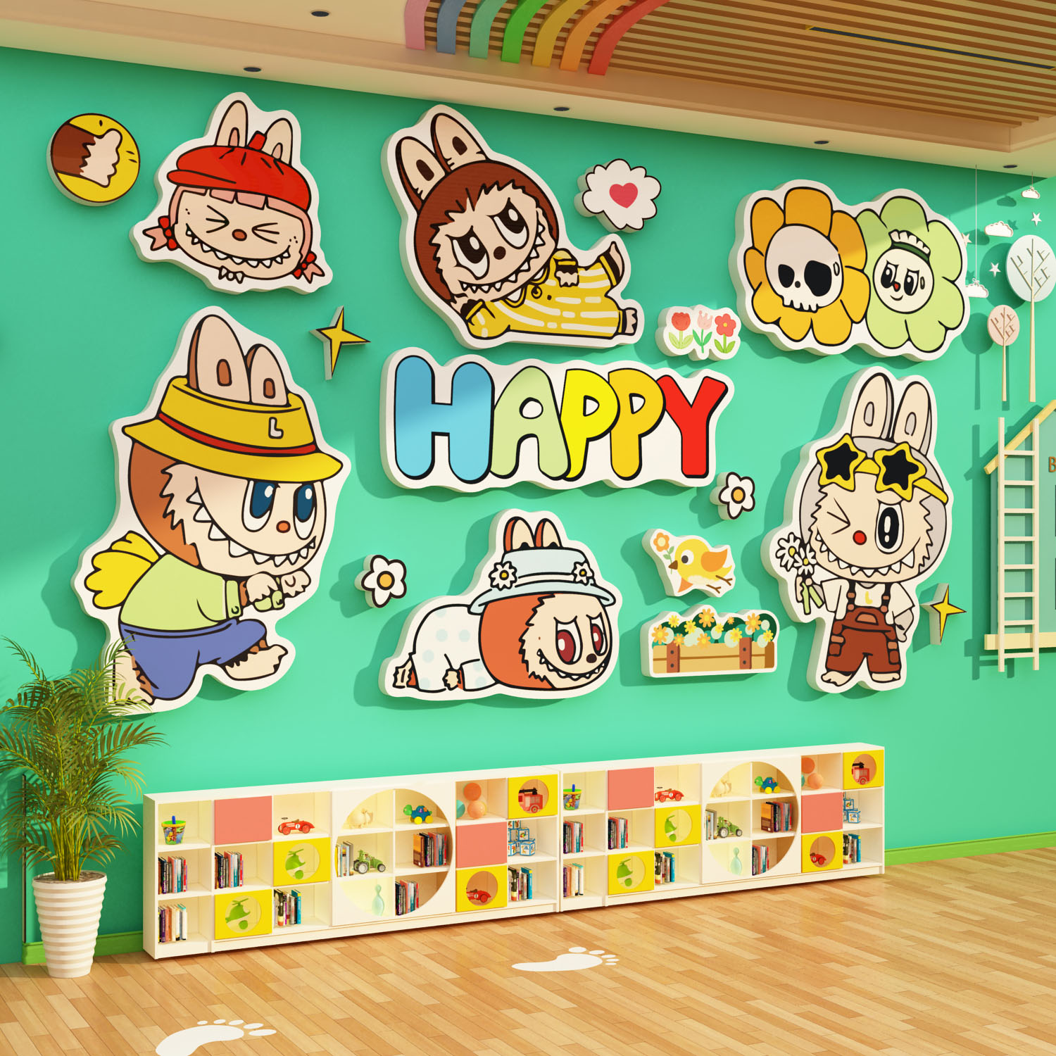 幼儿园环创拉布布主题墙面装