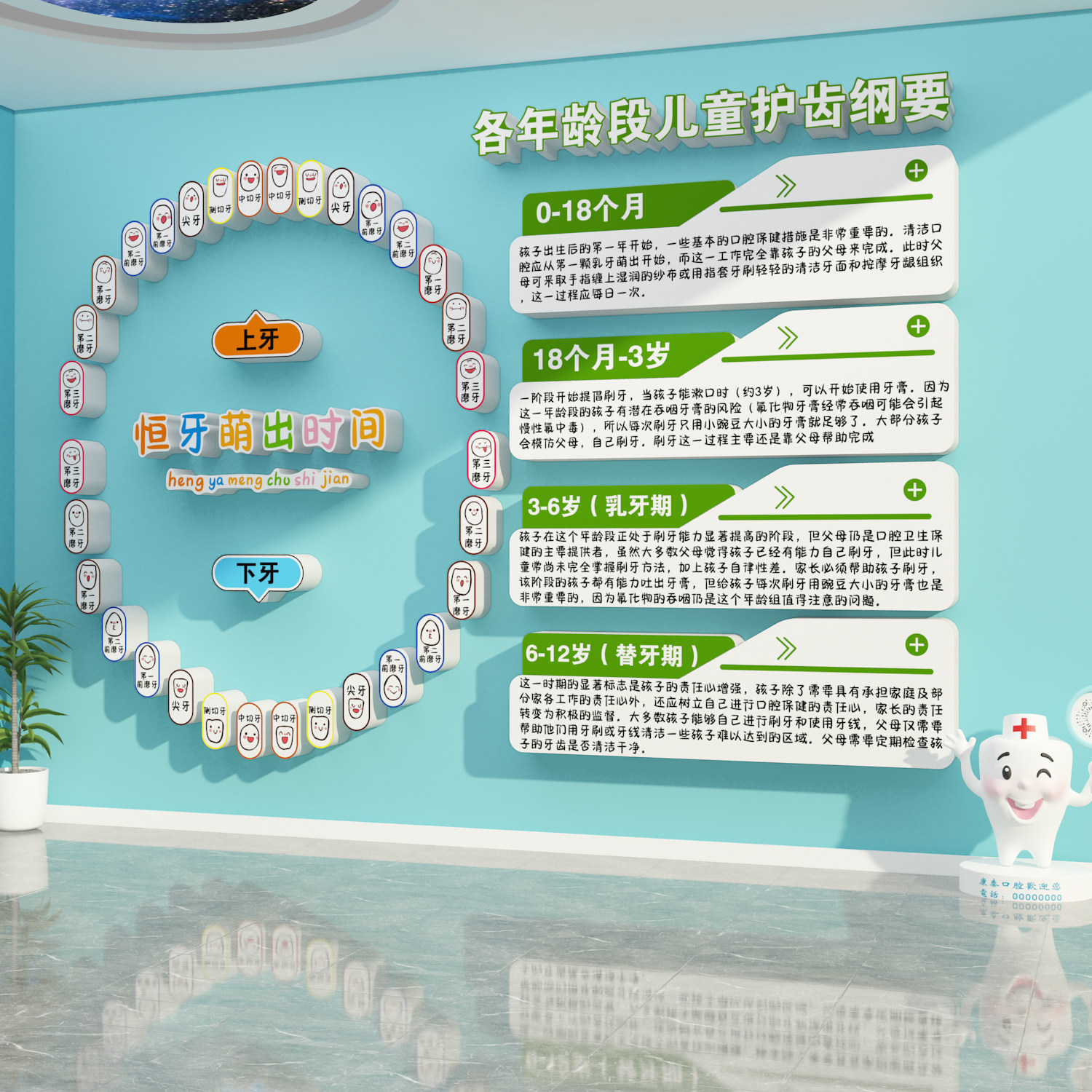 口腔医院儿童门诊所墙面装饰画