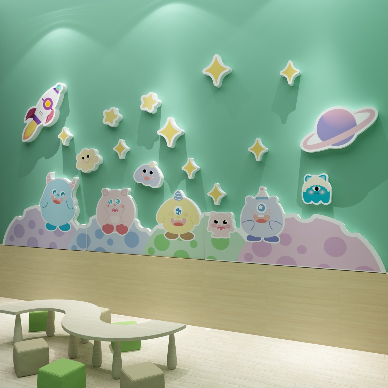 幼儿园宇宙环创主题墙成品太空科学教室文化装饰环境材料布置创意