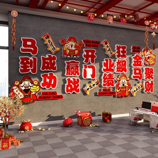 2026马新年办公室司墙面装饰画气氛围布置银行厅堂开门红职场前台