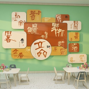 民宿农家乐茶室叶饭店背景墙面装 饰24二十四节气文化壁纸创意挂画