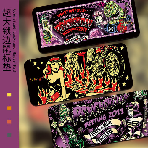 恶魔骷髅头超大鼠标垫暗黑哥特风网咖电竞游戏键盘办公书桌垫定制