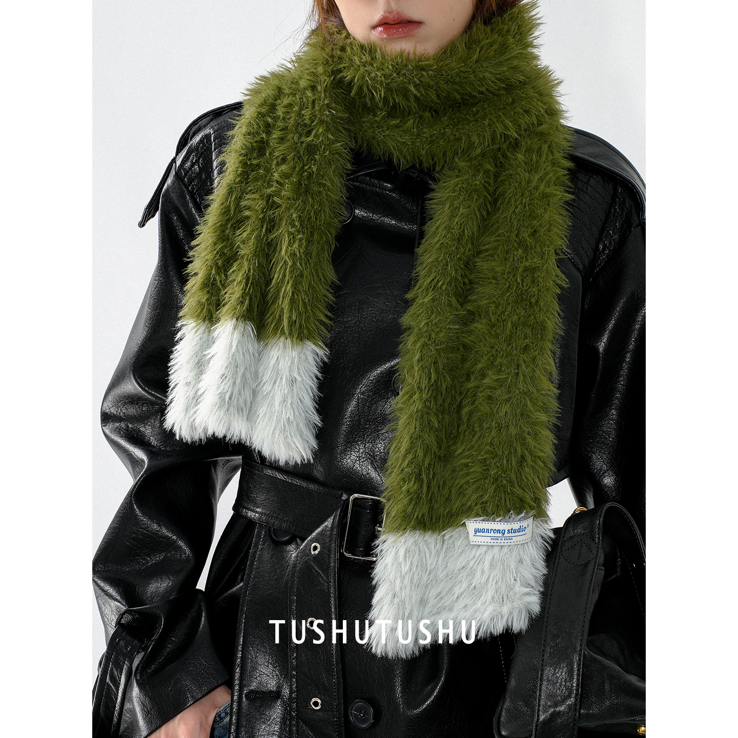 Q弹抹茶绿～冬季软糯毛绒绒围巾