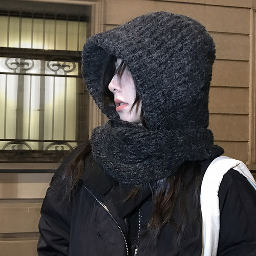 帽子围脖一体～冬季针织雷锋帽