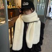 TUshu 白月光锁边款 ～秋冬羊毛混纺围巾保暖防寒围脖气质时髦百搭