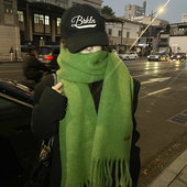 TUshu 复古氛围感不焦绿～冬季 羊毛混纺围巾ins保暖防寒围脖时髦