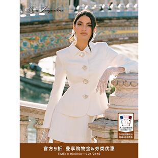 NanaJacqueline翻领钻扣时尚套装秋季新款收腰西装流光高智感穿搭