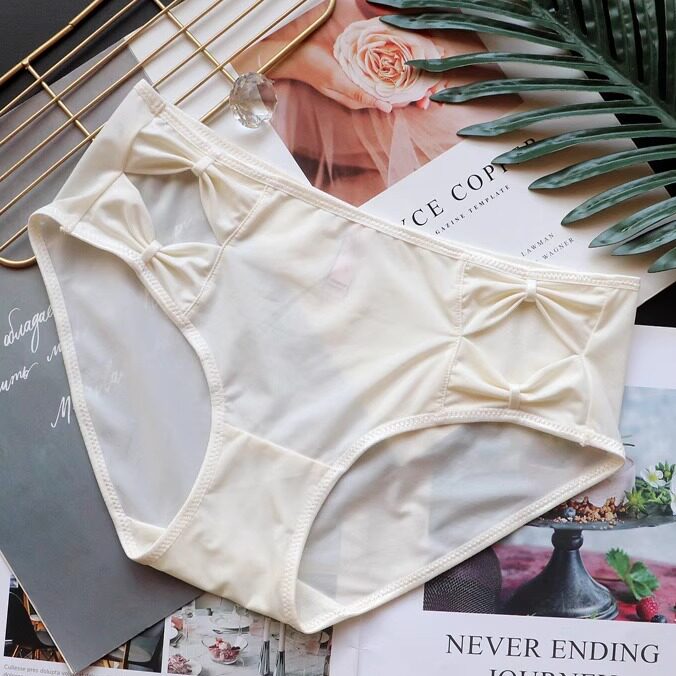 性感内裤女透气中腰蝴蝶结镂空提臀舒适女士三角裤纯棉档短裤内内