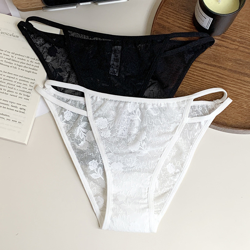 新款超薄性感内裤女镂空细带蕾丝薄款中腰透气三角裤女半包臀亲肤