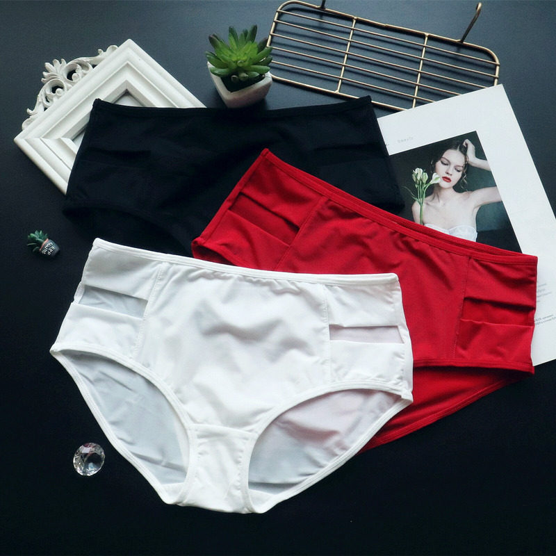 纯欲内裤女欧美性感舒适镂空透气提臀包臀中腰三角裤冰丝丝滑舒适