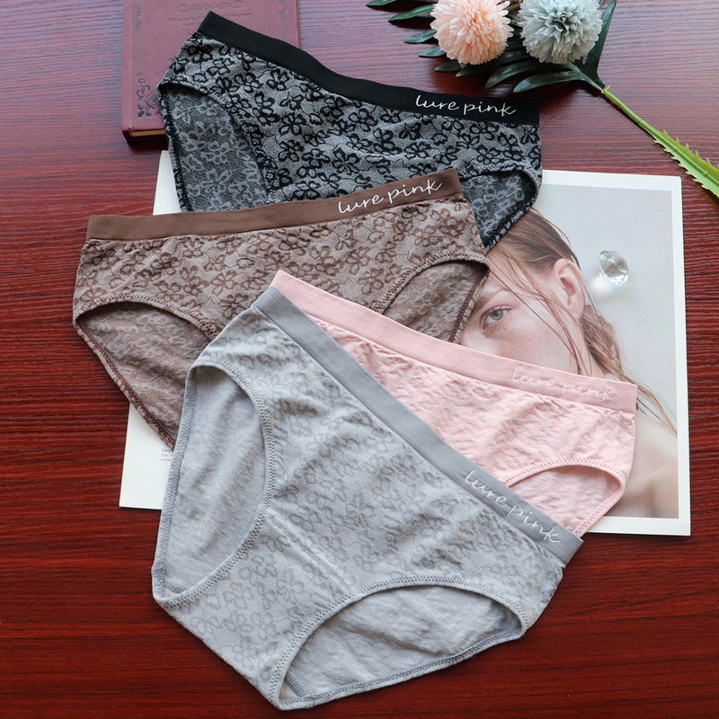 无缝裸氨女士内裤女低腰纯棉裆日系少女性感纯欲透气舒适三角短裤