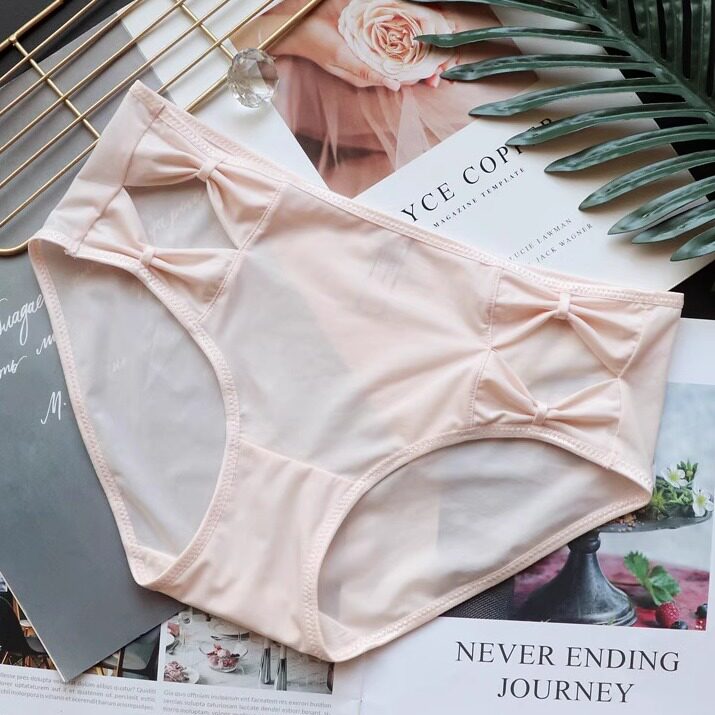 品质内裤女透气超舒适中腰三角裤纯棉裆蝴蝶结镂空提臀包臀瑜伽