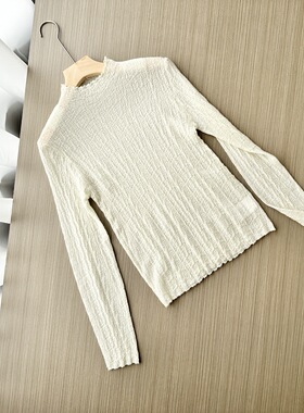 法式优雅！打底！女提花软糯Q弹羊毛混纺立领针织衫~