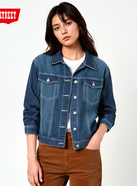 第五街5th street新款女装时尚百搭牛仔夹克宽松外套350802-243
