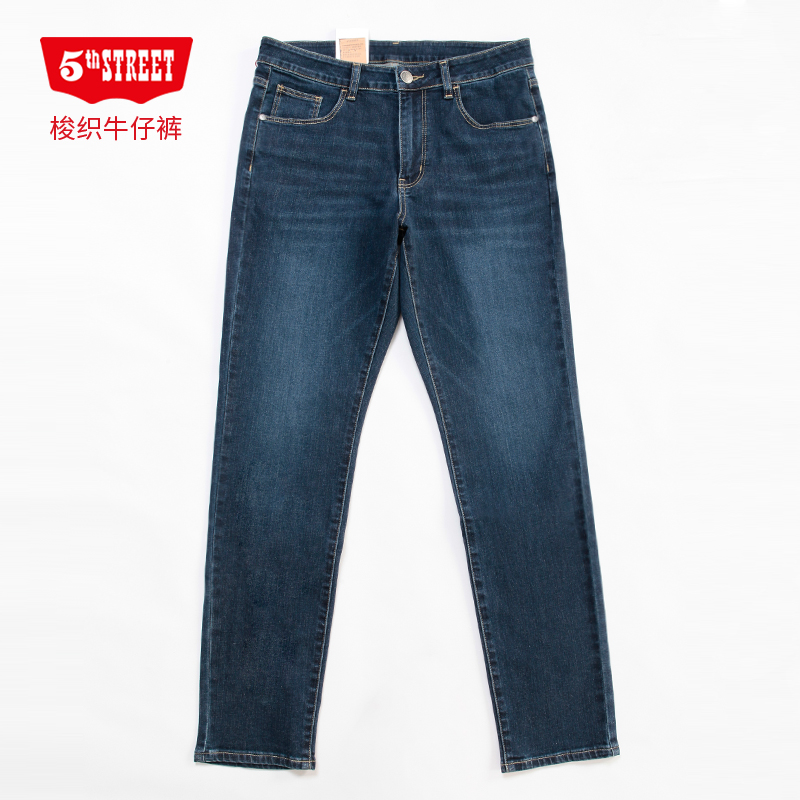 第五街春秋新款男装中腰微弹修身小脚休闲牛仔长裤115236-213M0