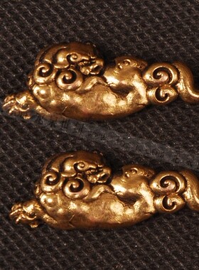 龙泉世剑 日本装具 刀镡金具 镶金镀银高档手工目贯 麒麟