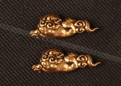 龙泉世剑装具镶金镀银麒麟刀镡