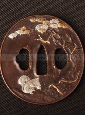 龙泉世剑 日本装具 镶金镀银高档手工刀镡 通用刀镡