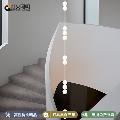 楼梯吊灯现代极简创意旋转loft小复式楼挑空别墅狭窄楼梯间长吊灯
