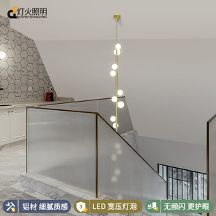 楼梯灯北欧极简loft挑空旋转别墅自建房扶梯阁楼斜顶复式 楼梯吊灯