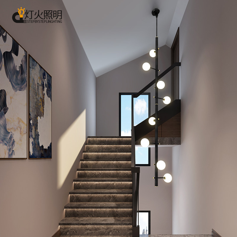 大型楼梯灯loft北欧简约跃层客厅中空挑空酒店大堂别墅大厅长吊灯,家装灯饰光源,LOFT/复式住宅/楼梯吊灯,淘宝优惠券,粉丝福利购,淘宝优惠卷