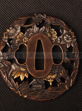 通用刀镡 日本装具 樊花 镶金镀银高档手工刀镡 龙泉世剑