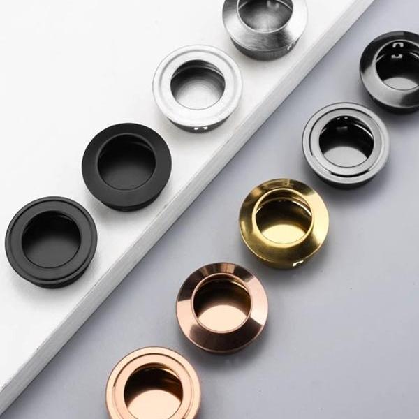 不锈钢隐形嵌入式拉手衣橱柜抽屉暗装圆形把手柜门简约圆孔小拉手