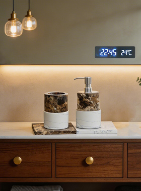 高档星级酒店民宿客房浴室洗漱台大理石乳液瓶托盘香薰组合套装饰