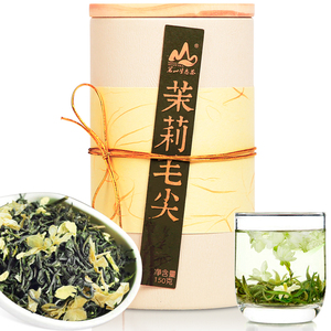 茗山生态茶 茉莉花茶叶150g 花草茶 茉莉毛尖 新茶 环保木罐装