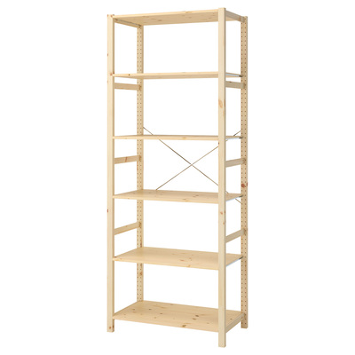 IKEA宜家代购伊娃搁架单元带6块搁板松木89x50x226厘米多层置物架