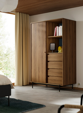 IKEA宜家代购拉曼斯衣柜褐色胡桃木纹118x64x190厘米家用收纳柜