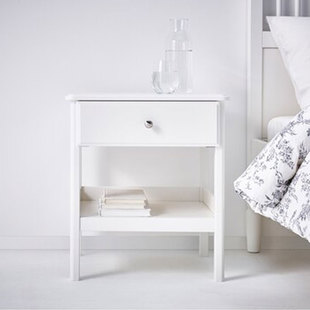 IKEA宜家提赛尔床头桌白色51x40cm家用简约床边桌可收纳边桌实木
