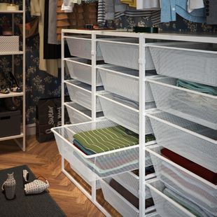 宜家尤纳赛尔 储物组合框架带密网篮顶板 4层/6层拉篮 收纳抽屉