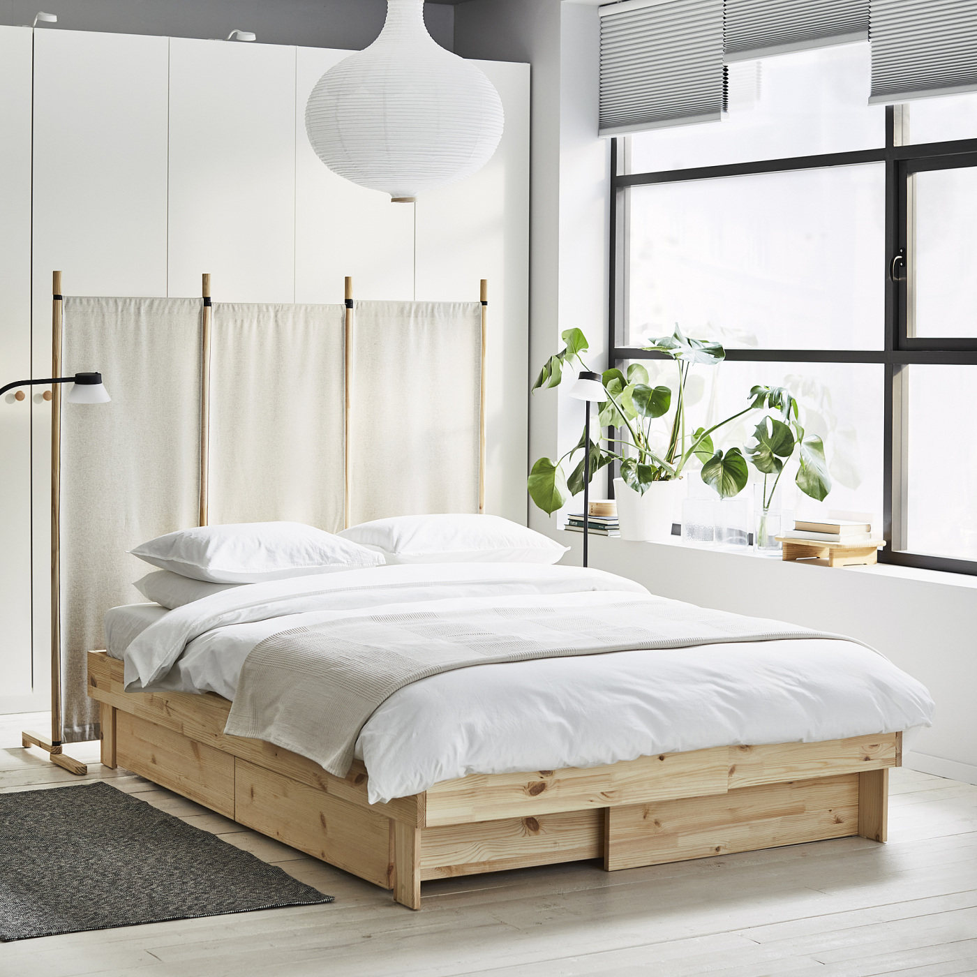 IKEA宜家代购格朗贝里可加长床带储物松木80-160x200厘米