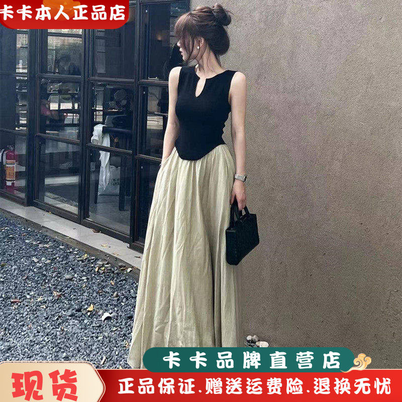 卡卡女装官方旗舰田园风棉麻裙