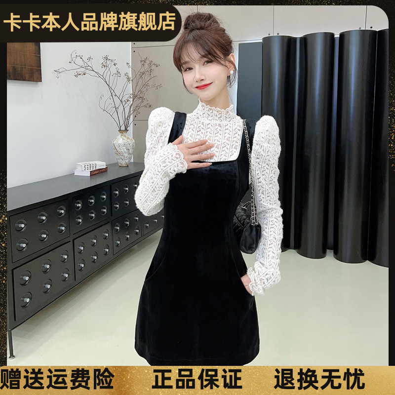 卡卡官方旗舰赫本丝绒小黑裙