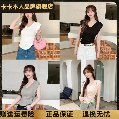 百搭短袖薄款棉韩版女装卡卡正品