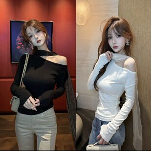 卡卡女装正品【浪漫微风】温柔气质纯欲感丝巾飘带显瘦长袖上衣女