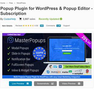 弹窗插件掌握邮件订阅弹窗Wordpress插件Master Popups v3.9.4