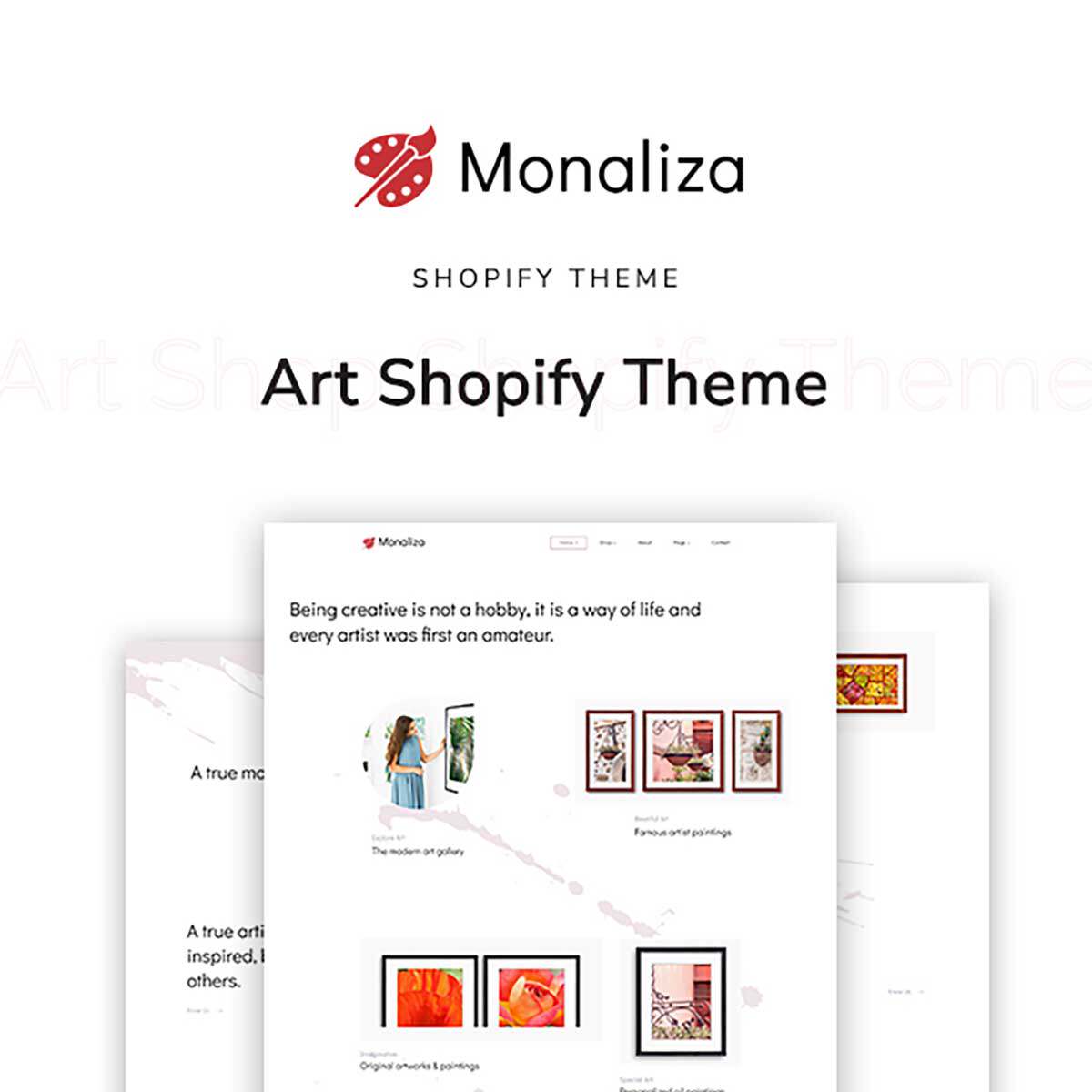 美术材料工艺作品油画版面流行画Monaliza Shopify主题模板