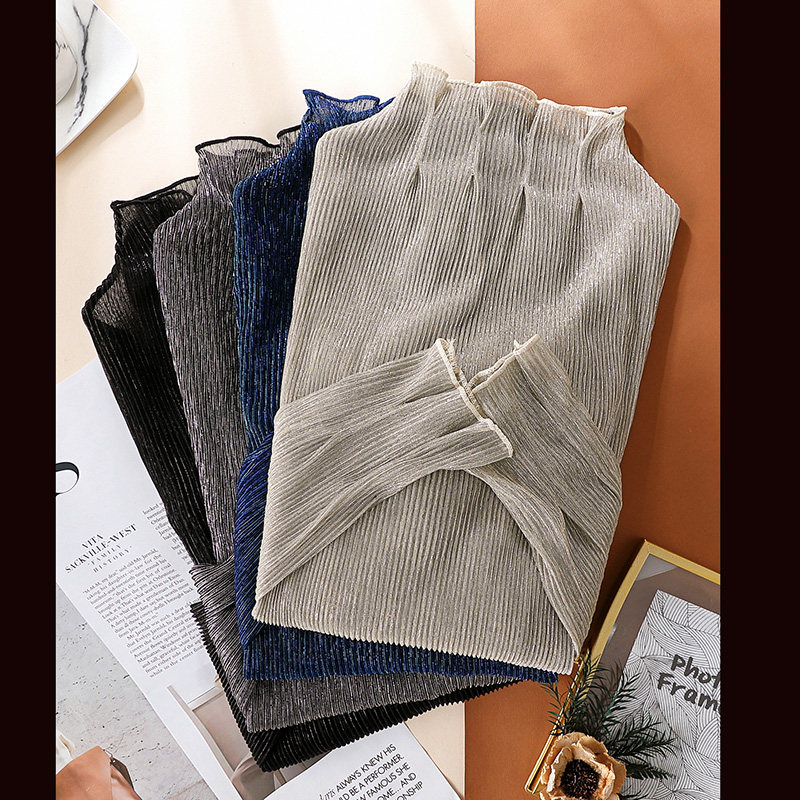 2021秋冬新款内搭蕾丝打底衫女喇叭袖压皱木耳边透明网纱长袖上衣,女装/女士精品,T恤,淘宝优惠券,粉丝福利购,淘宝优惠卷