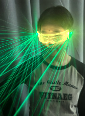 满天星绿色镭射激光舞表演KTV酒吧道具LED科技感激光眼镜发光眼镜