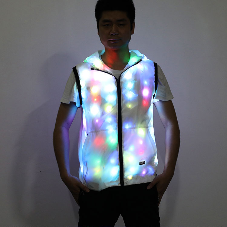 夜店酒吧休闲连帽棒球服LED发光服外套舞台演出服装男女情侣同款
