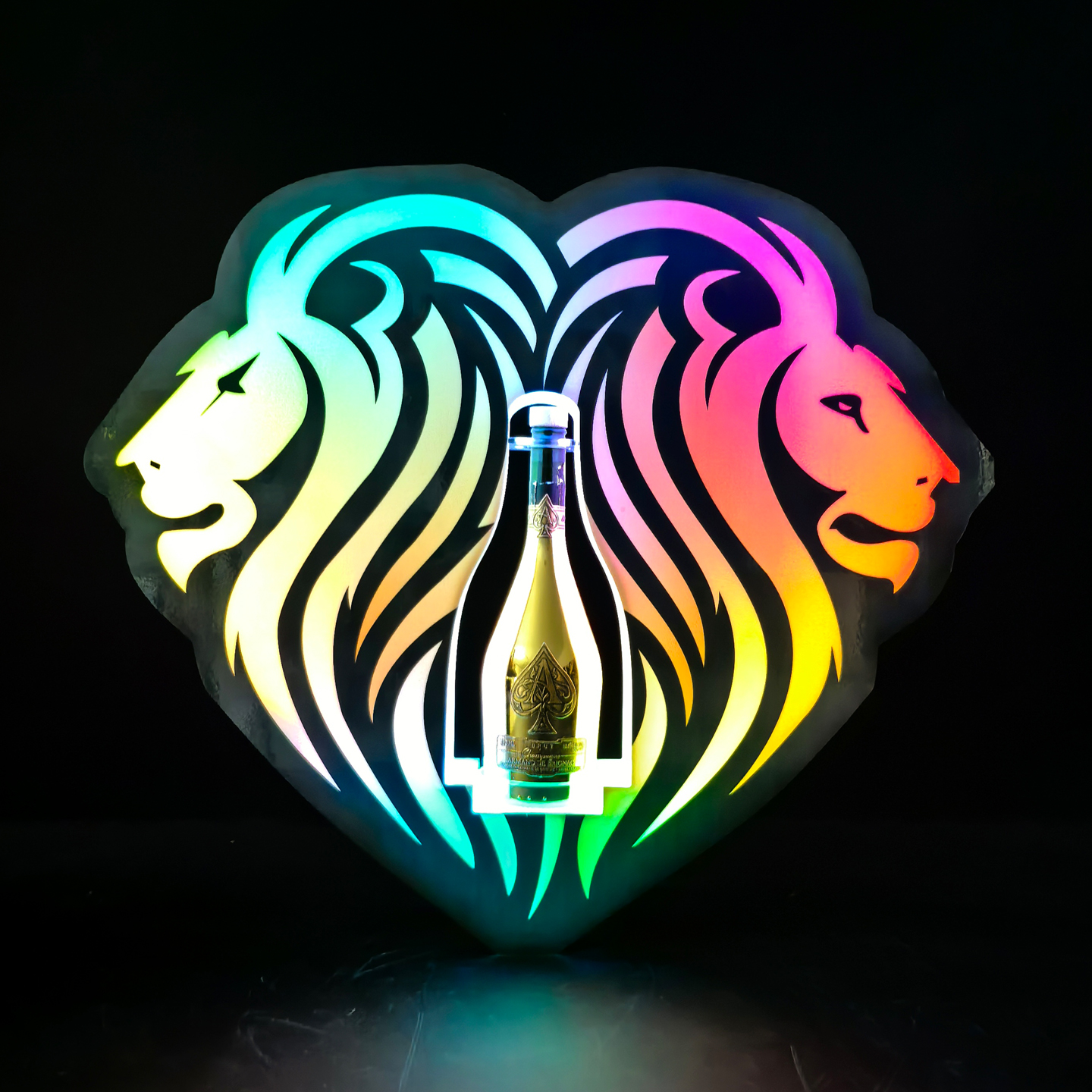 酒吧夜场出酒氛围道具LED发光狮子头酒座遥控七彩光KTV香槟洋酒架