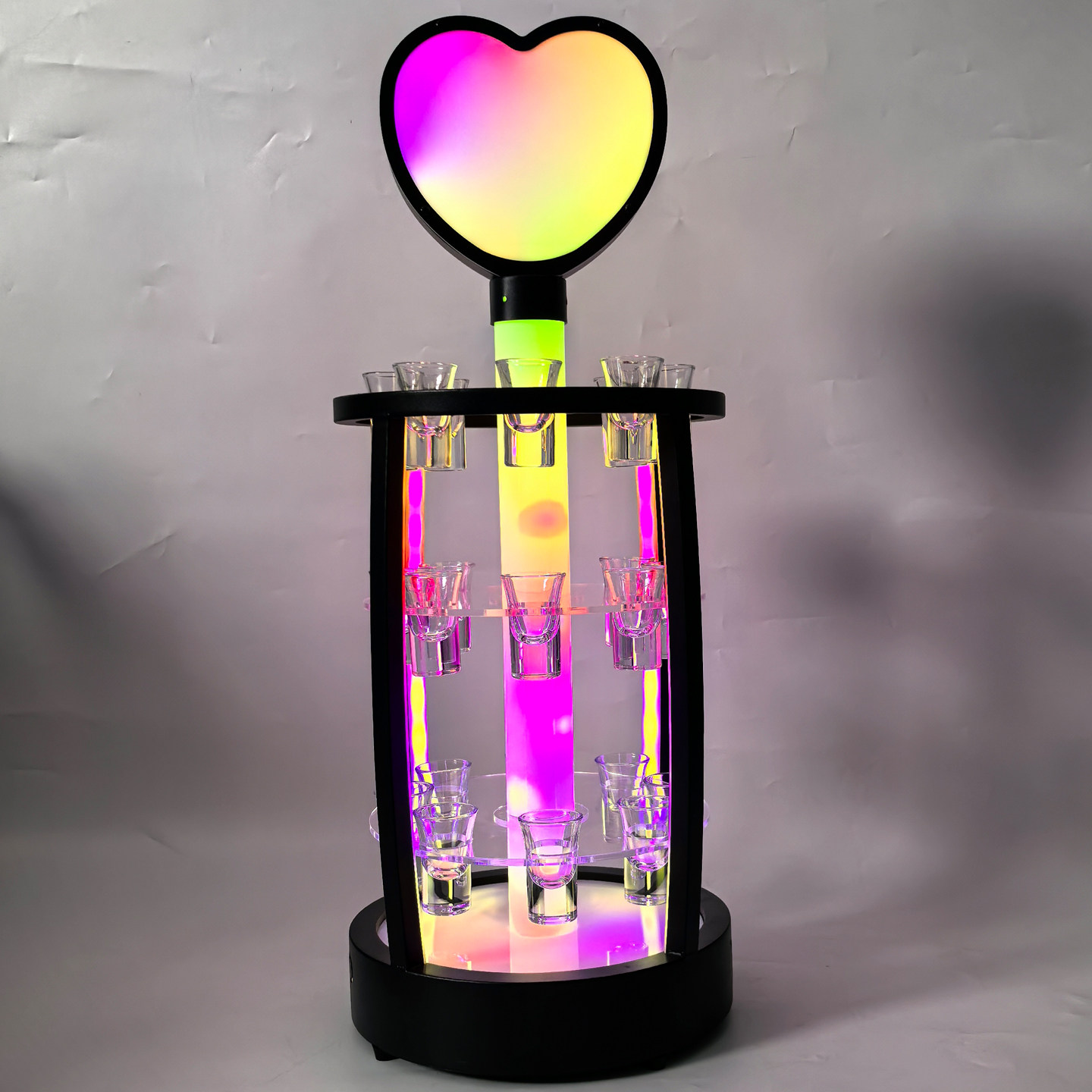 创意心形子弹杯架酒吧发光杯架KTV铁艺LED鸡尾酒一口杯架商用酒架