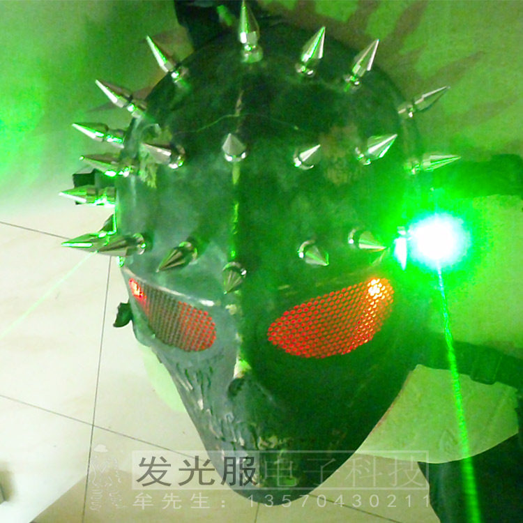 万圣节发光骷髅cos面具舞台夜场演出发光道具激光眼镜激光头盔