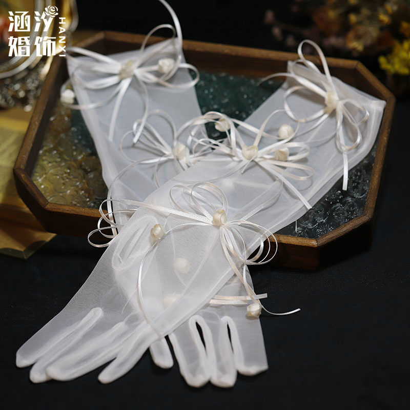 铃兰花丝带蝴蝶结手套礼服配饰