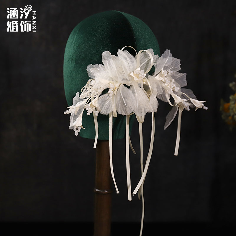 涵汐超仙梦幻娟纱花朵新娘头饰
