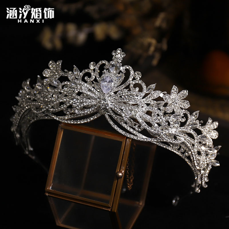 新娘皇冠2024新款奢华重工双层闪钻蝴蝶结重工王冠主婚纱礼服发饰