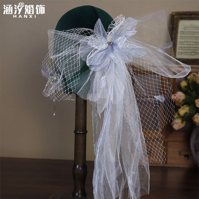 涵汐新款娟纱蝴蝶结头饰耳环套装